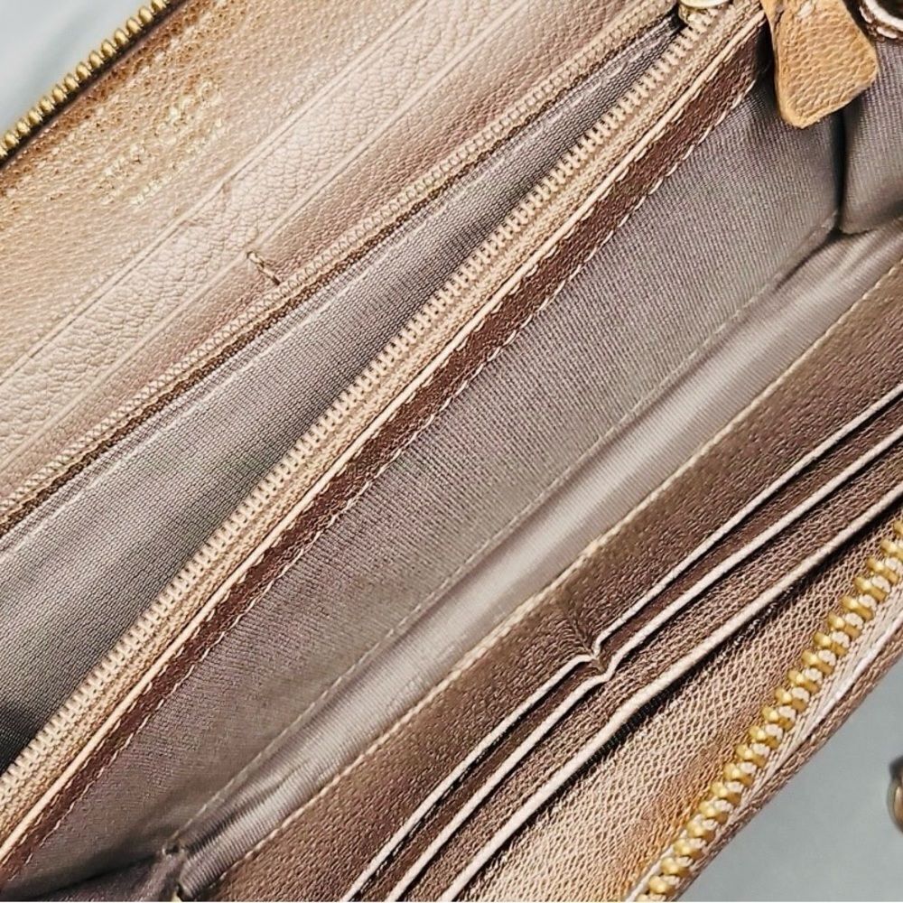 Jimmy Choo Taupe Gold Star-Studded Zip Around Long Wallet Authentic - Picture 12 of 17